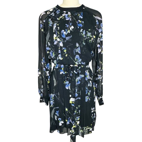 Reiss Navy Blue Nettie Floral Belted Mini Dress| Size 12 - Picture 4 of 11